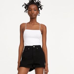 Zara mom fit jean shorts black